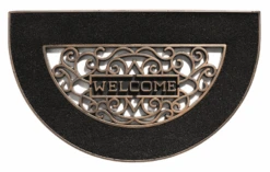 HAMAT Buitenmat Mathara Halfrond - 70x45cm - Naturel/Zwart - Deurmat