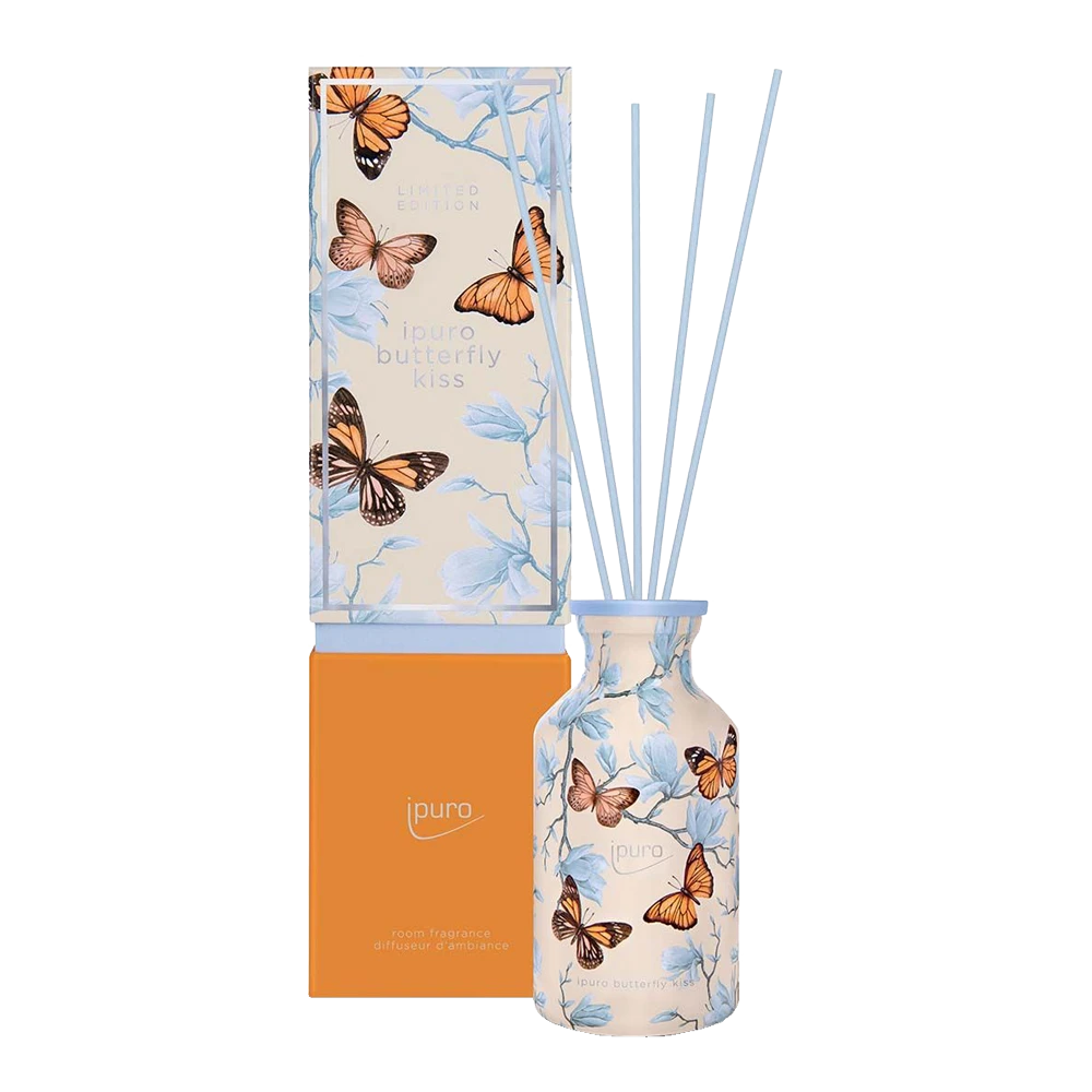 Ipuro Geurdiffuser Butterfly Kiss 240ml - Geurstokjes 3 Ipuro Geurdiffuser Butterfly Kiss 240ml - Geurstokjes