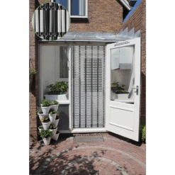 Vliegengordijn Banen - Wit/Zwart/Zilver - 90 X 210cm - Sun-Arts -Huisdecoratie vliegengordijn banen wit zwart zilver 90 x 210cm sun arts 90 4 2