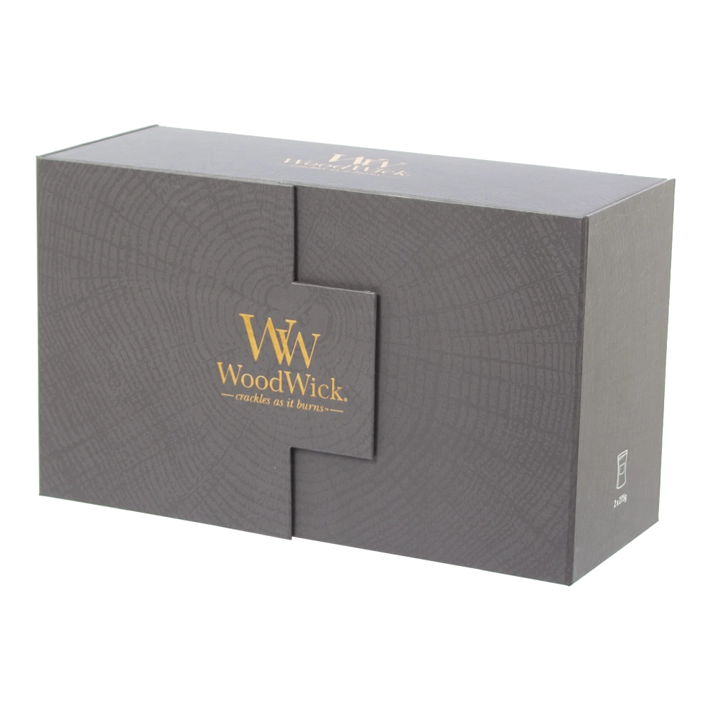 Woodwick Deluxe Gift Set Medium Candles Fireside & Linen - Geurkaars 4 Woodwick Deluxe Gift Set Medium Candles Fireside & Linen - Geurkaars - Afbeelding 2