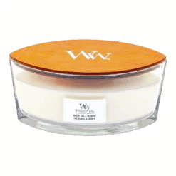 Woodwick White Tea & Jasmine Ellipse Candle - Geurkaars